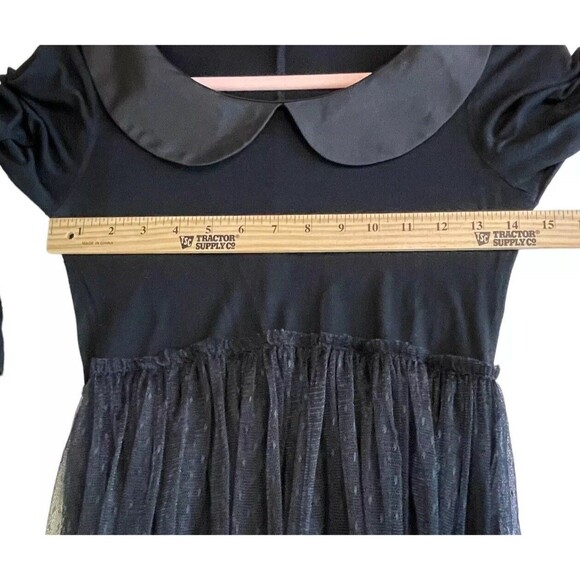 LIZ LISA Jersey‎ Black Dress Collared Lace Layered Skirt Street Wear - Picture 9 of 12